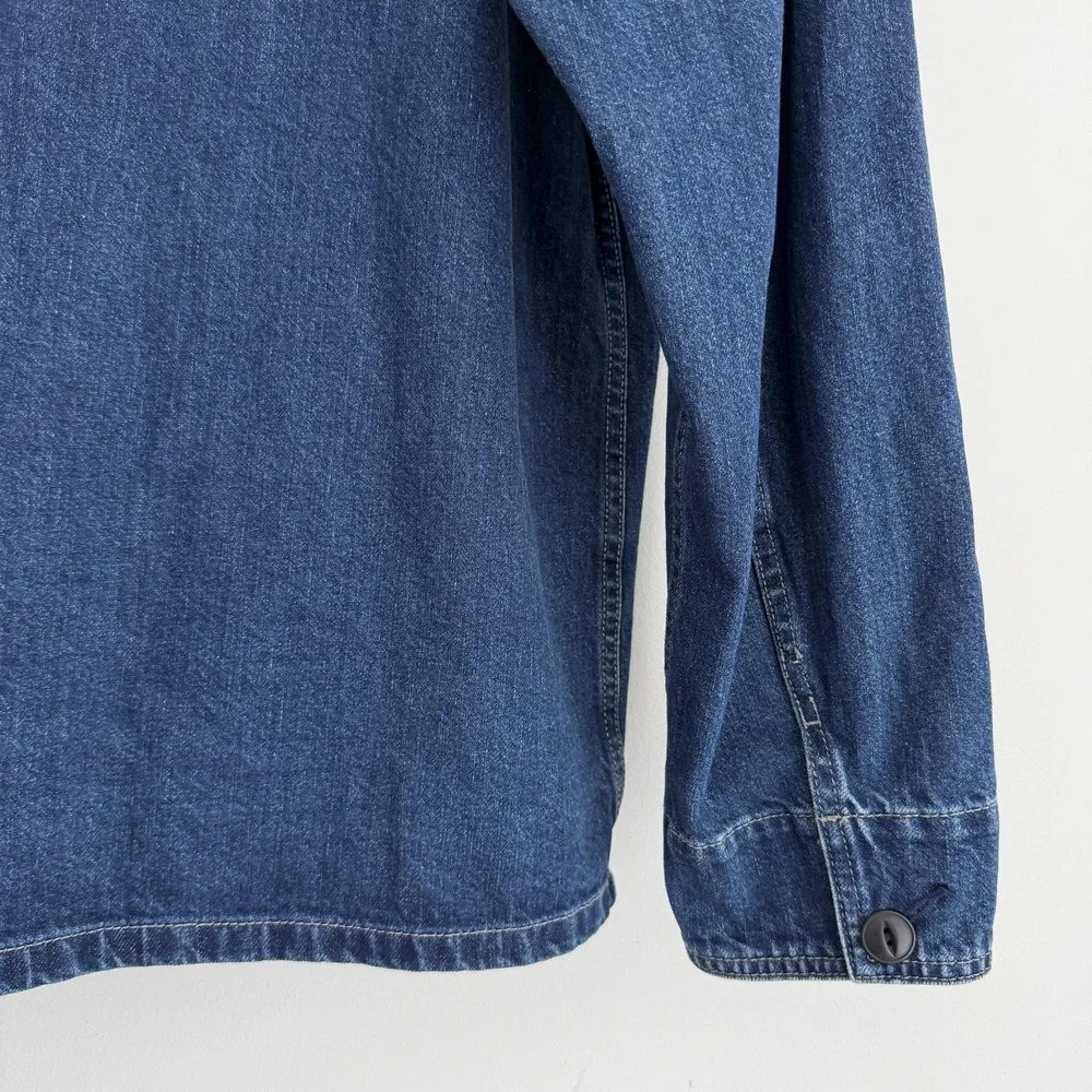 Uniqlo Jacket Mens Medium Blue Denim Chore Workwear Utility Unlined Pockets